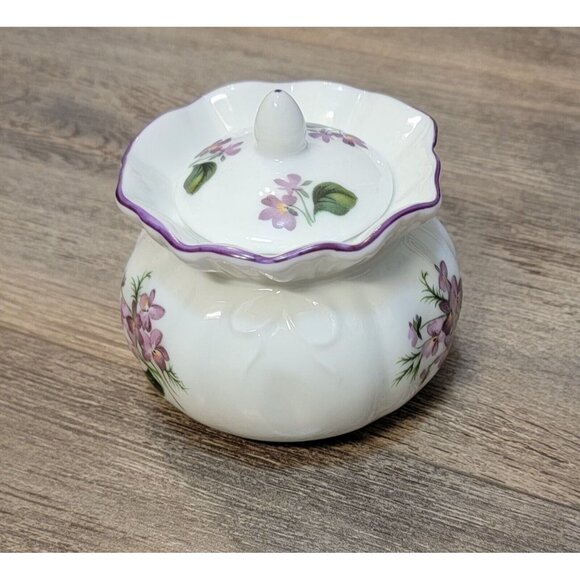 Vintage Reutter Porzellan Porcelain Germany Floral Round Trinket Box & Lid - Picture 8 of 12